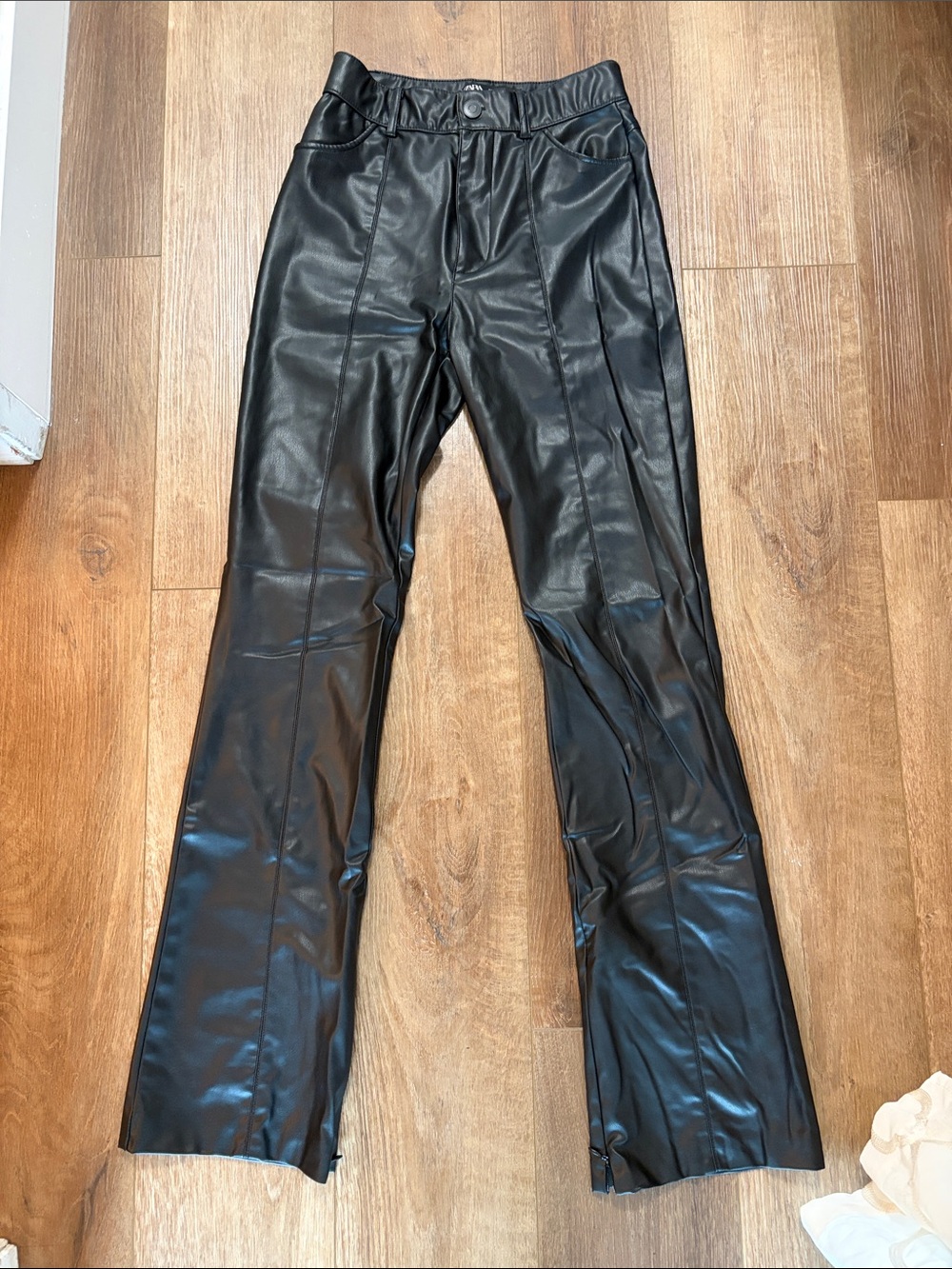 Zara Black Boot Cut Faux-Leather Pants - Picture 2 of 3